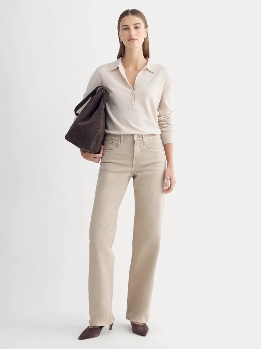 Everlane LONG The Column Jean Garment Dyed Tan Straight Leg Size 29